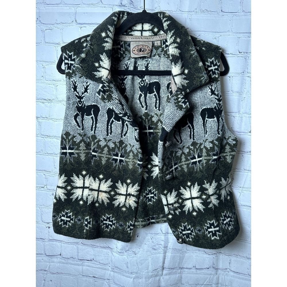 County Clothing Co vintage Cardigan Winter Sweater Nordic Pattern Cozy Outerwear